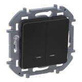 Выключатель двухклавишный с подсветкой/индикацией, INSPIRIA, 10 AX, 250 В, цвет антрацит 673633 Legrand