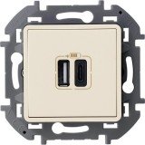 Зарядное устройство с двумя USB-разьемами A-C 240В/5В 3000мА, цвет слоновая кость 673761 Legrand
