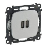 Розетка USB type-A, 1.5A, Valena ALLURE, двойная, цвет алюминий 754997 Legrand
