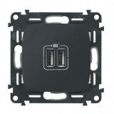 Розетка USB type-A, 1.5A, Valena ALLURE, двойная, цвет матовый черный 754998 Legrand