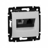 Розетка телефонная RJ11+компьютерная RJ45 Кат.6 UTP без монтажных лапок Valena, двойная, цвет белый 770080 Legrand