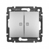 Выключатель Valena, двухклавишный, с подсветкой, цвет алюминий 770128 Legrand