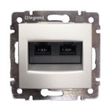 Розетка компьютерная RJ45 Кат.6 UTP без монтажных лапок Valena, двойная, цвет алюминий 770243 Legrand