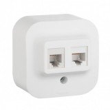 Розетка телефонная RJ11 + компьютерная RJ45 Cat.5e (UTP) Quteo, двойная, цвет белый 782221 Legrand