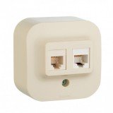 Розетка телефонная RJ11 + компьютерная RJ45 Cat.5e (UTP) Quteo, двойная, цвет слоновая кость 782251 Legrand
