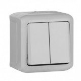 Переключатель Quteo, двухклавишный, без подсветки, цвет серый 782331 Legrand